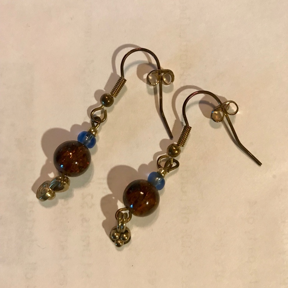 Smokey quartz goldtone dangle earrings